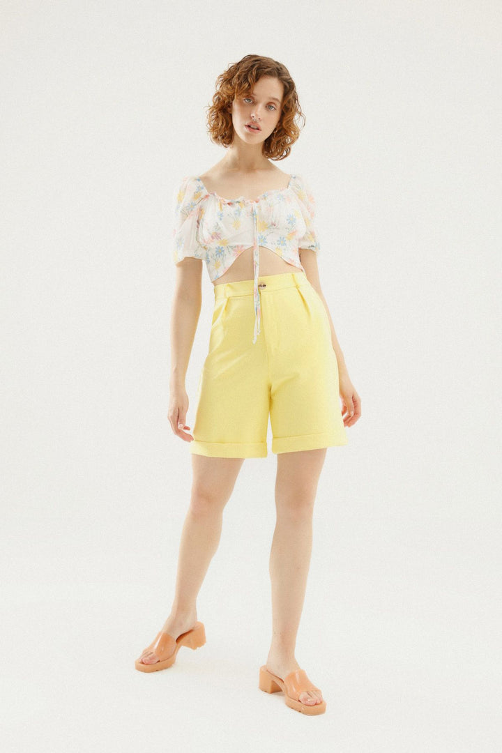 Double Leg High Waist Shorts Yellow