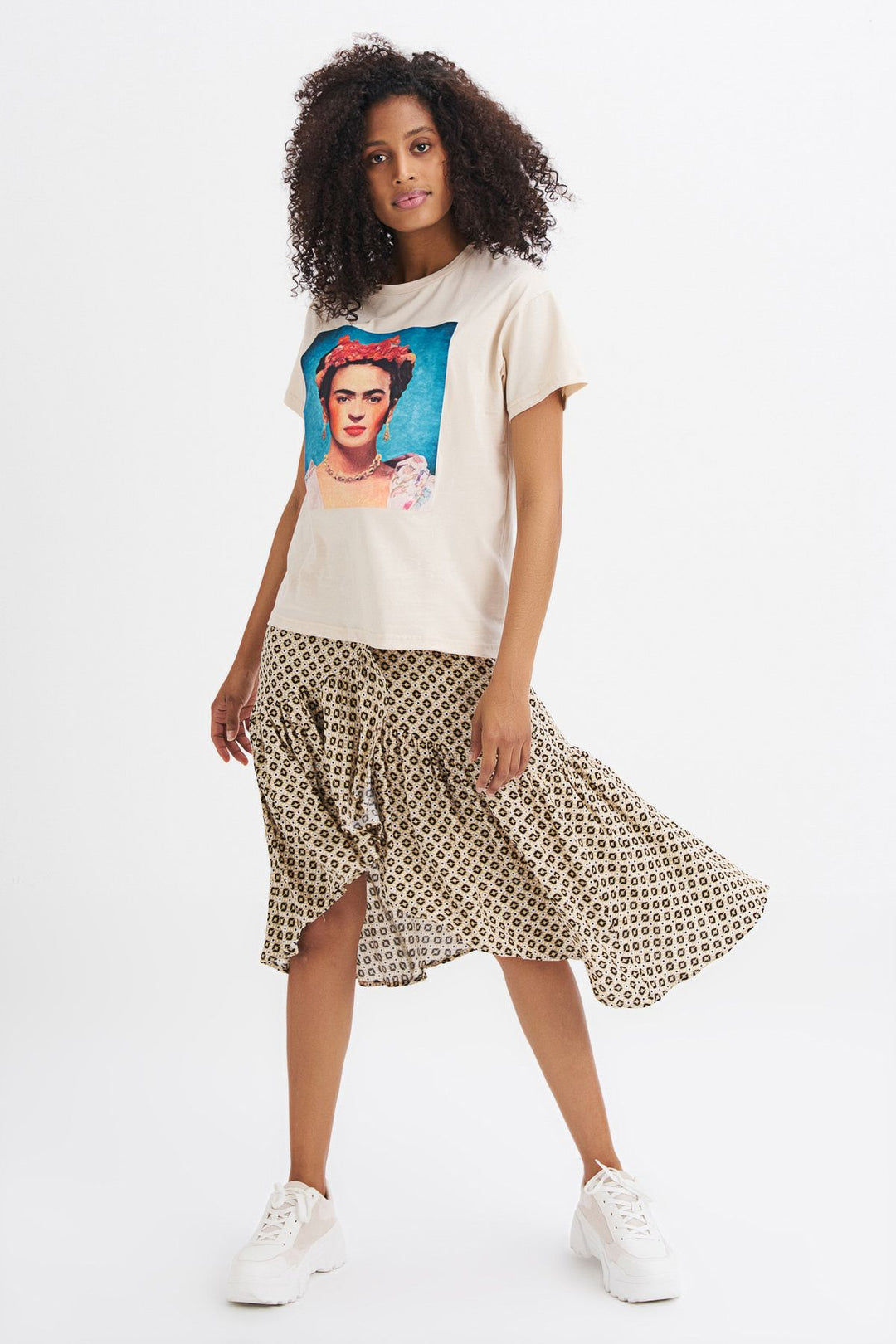 Baskılı Tişört Açık Bej