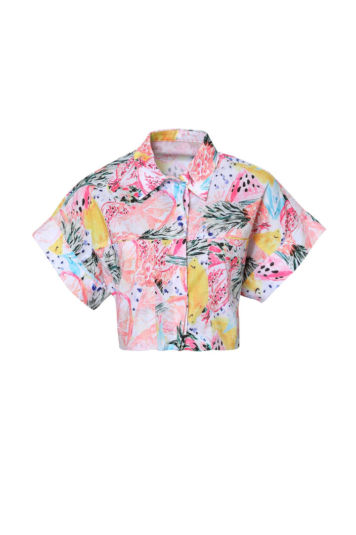 Patterned Crop Shirt Pink
