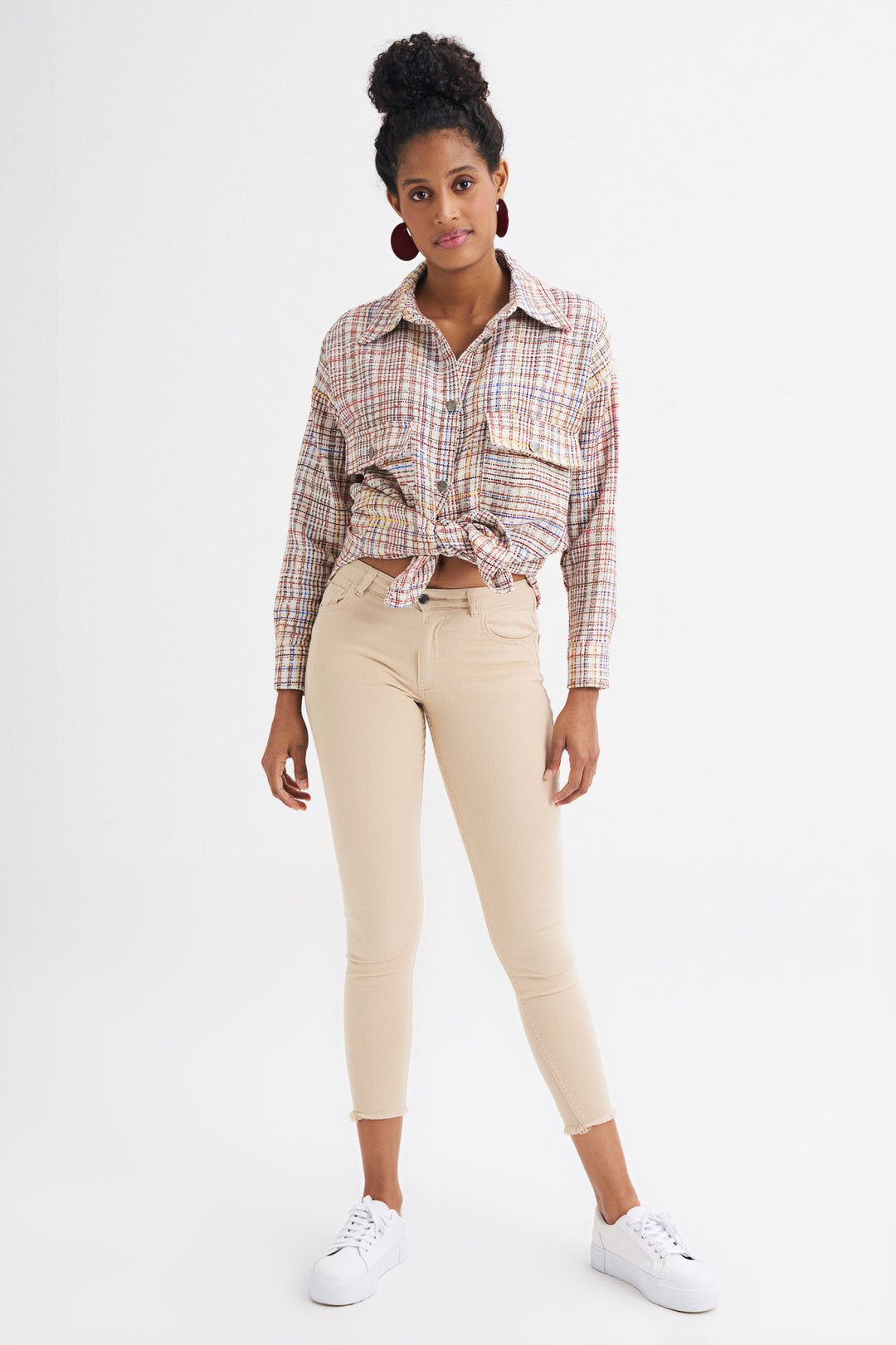 Pocketed Skinny Pants Beige