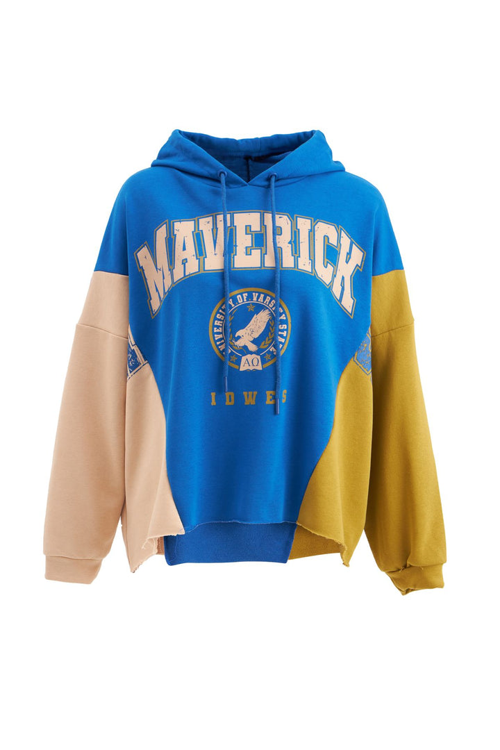 Kapüşonlu Oversize Sweatshirt Sax