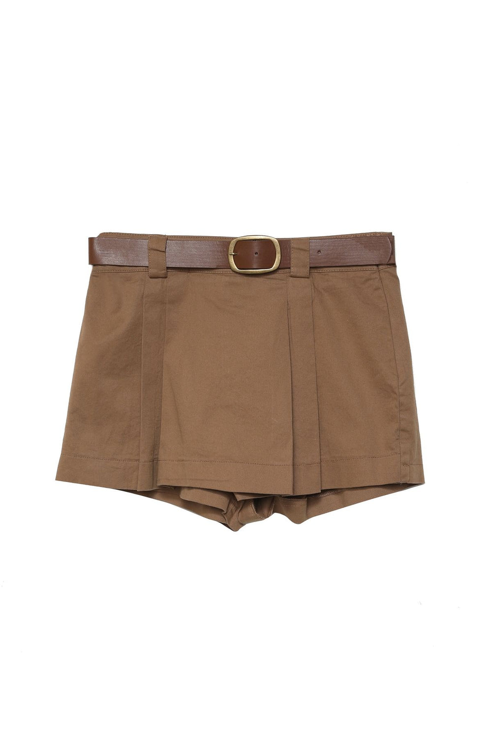 Belt Detailed Mini Short Skirt Camel