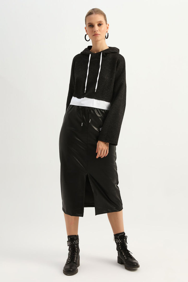 Kapüşonlu Sweatshirt Antrasit