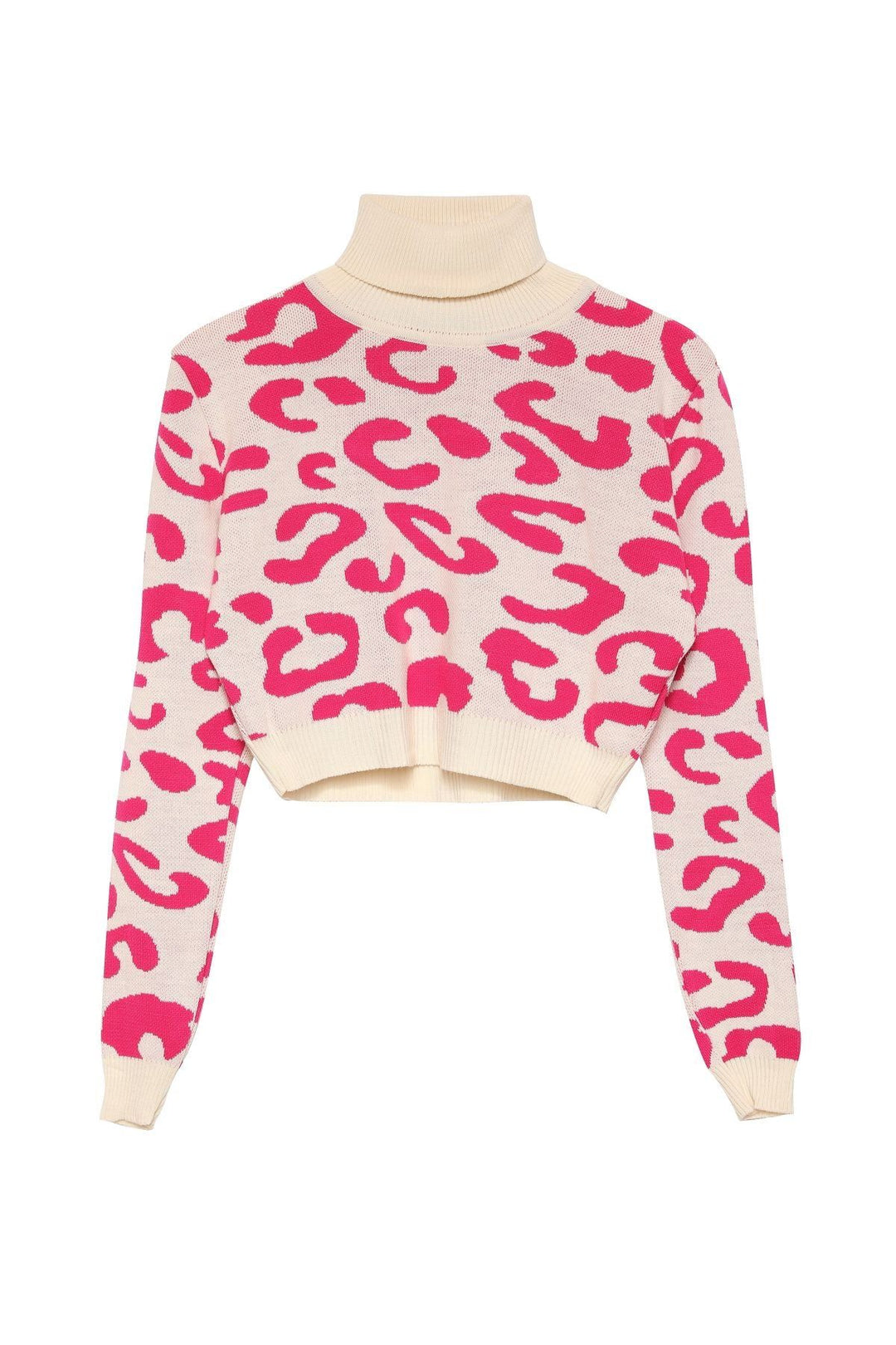 Patterned Crop Sweater Pink