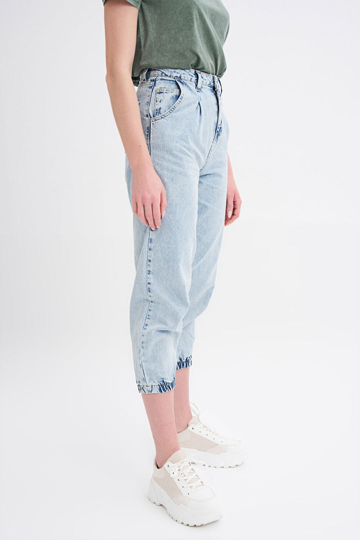Elastic Leg Slouchy Trousers Ice Blue
