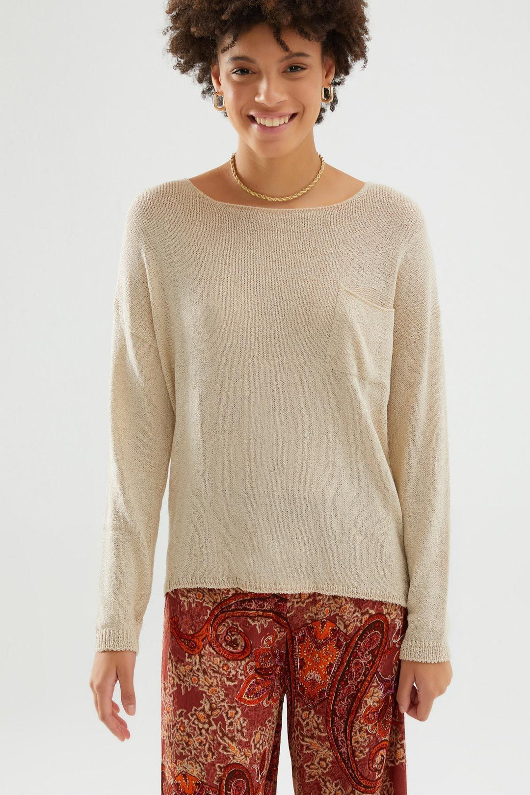 Pocket Detailed Knitwear Stone