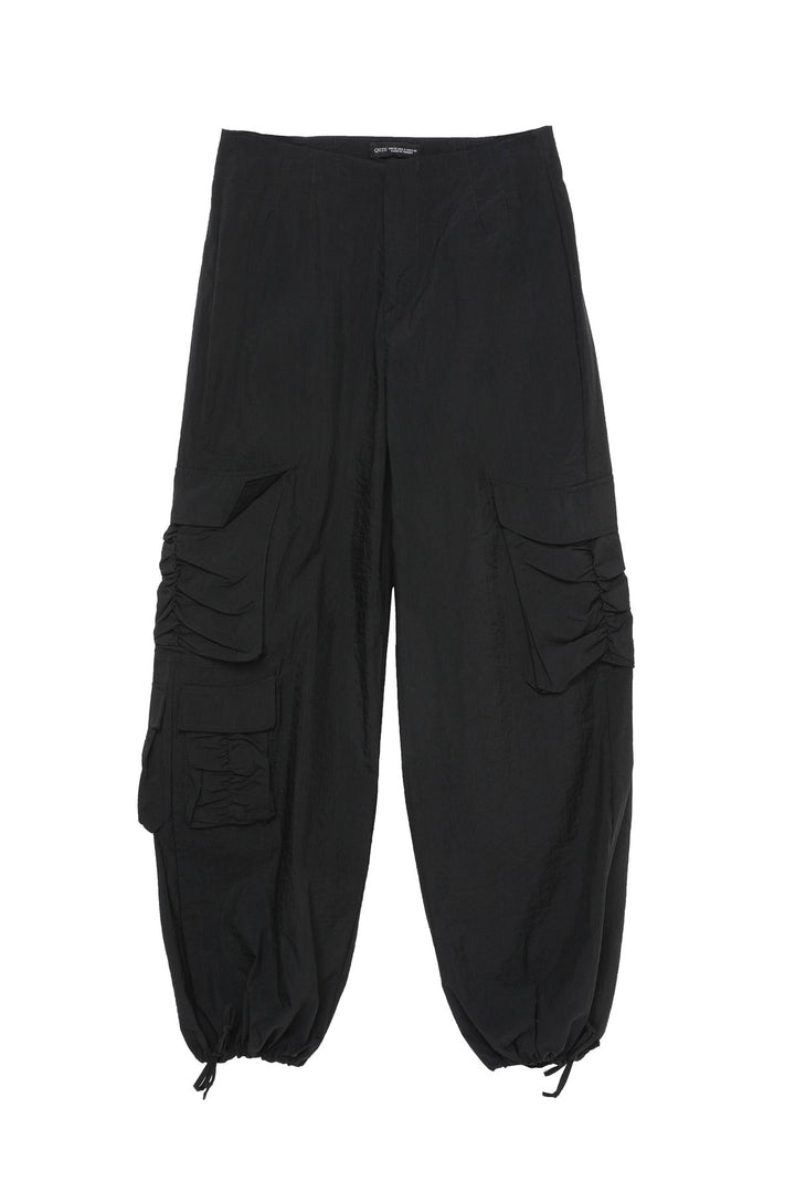 Elastic Elastic Parachute Trousers Black