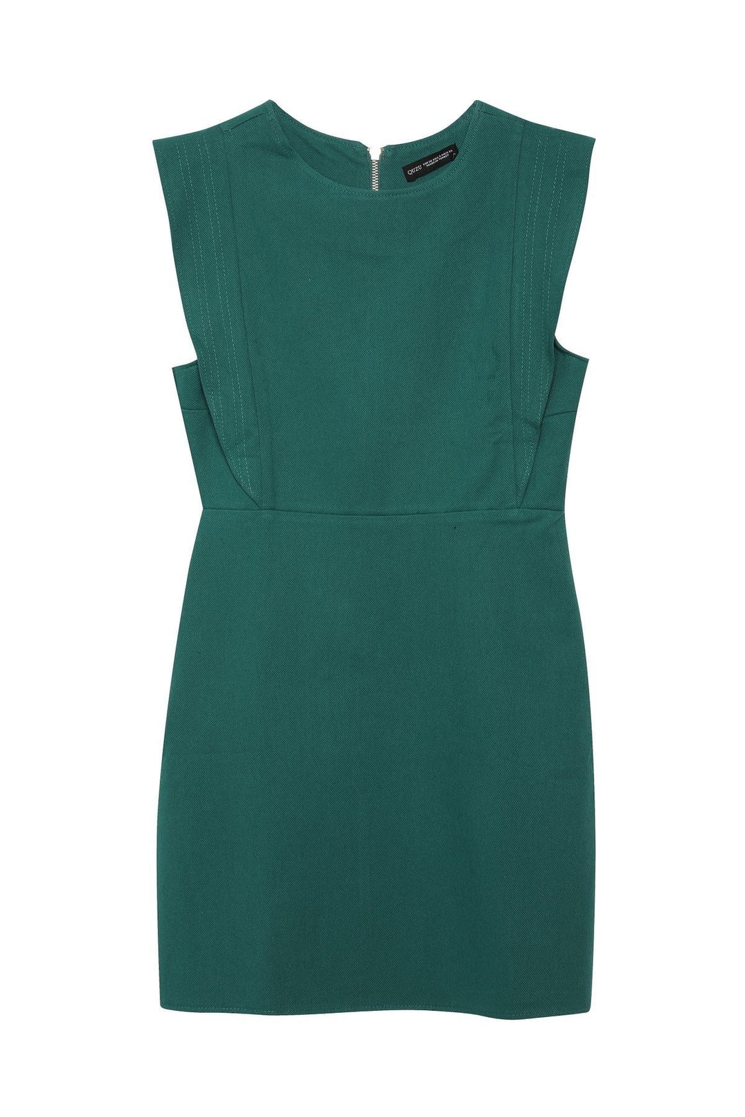 Ruffled Gabardine Dress Dark Green