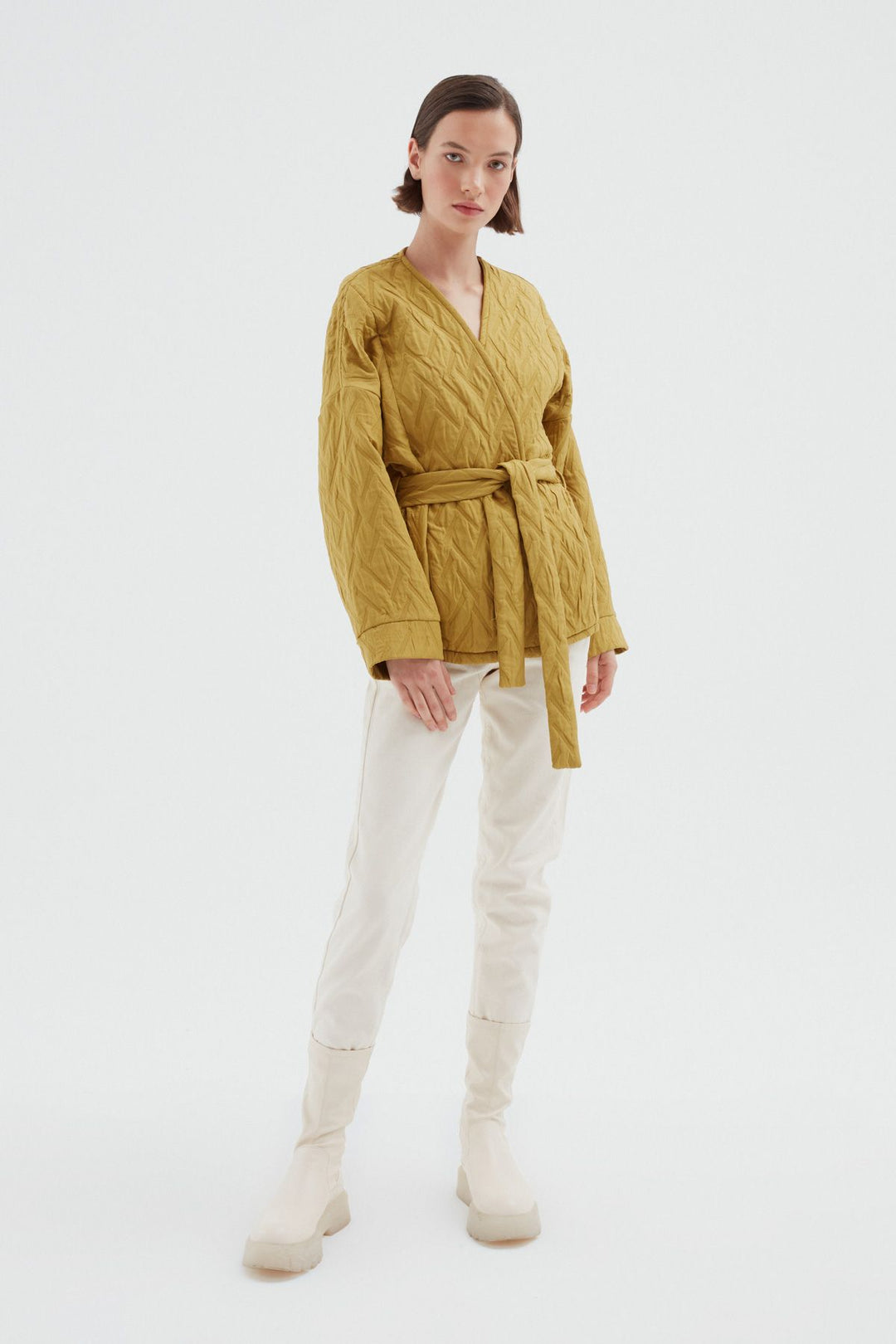 Bound Quilted Jacket Olive