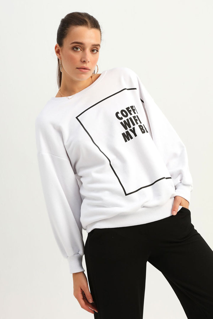 Letter Printed Sweatshirt White