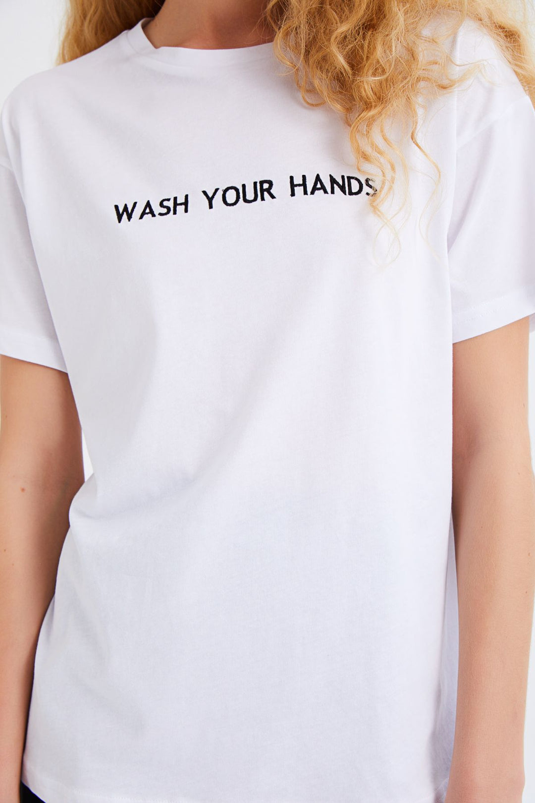 Embroidered Slogan T-Shirt White