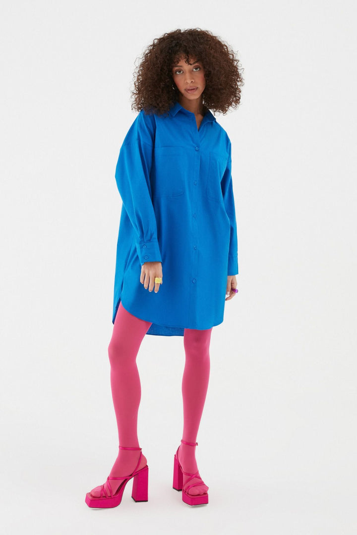 Oversize Shirt Dress Sax