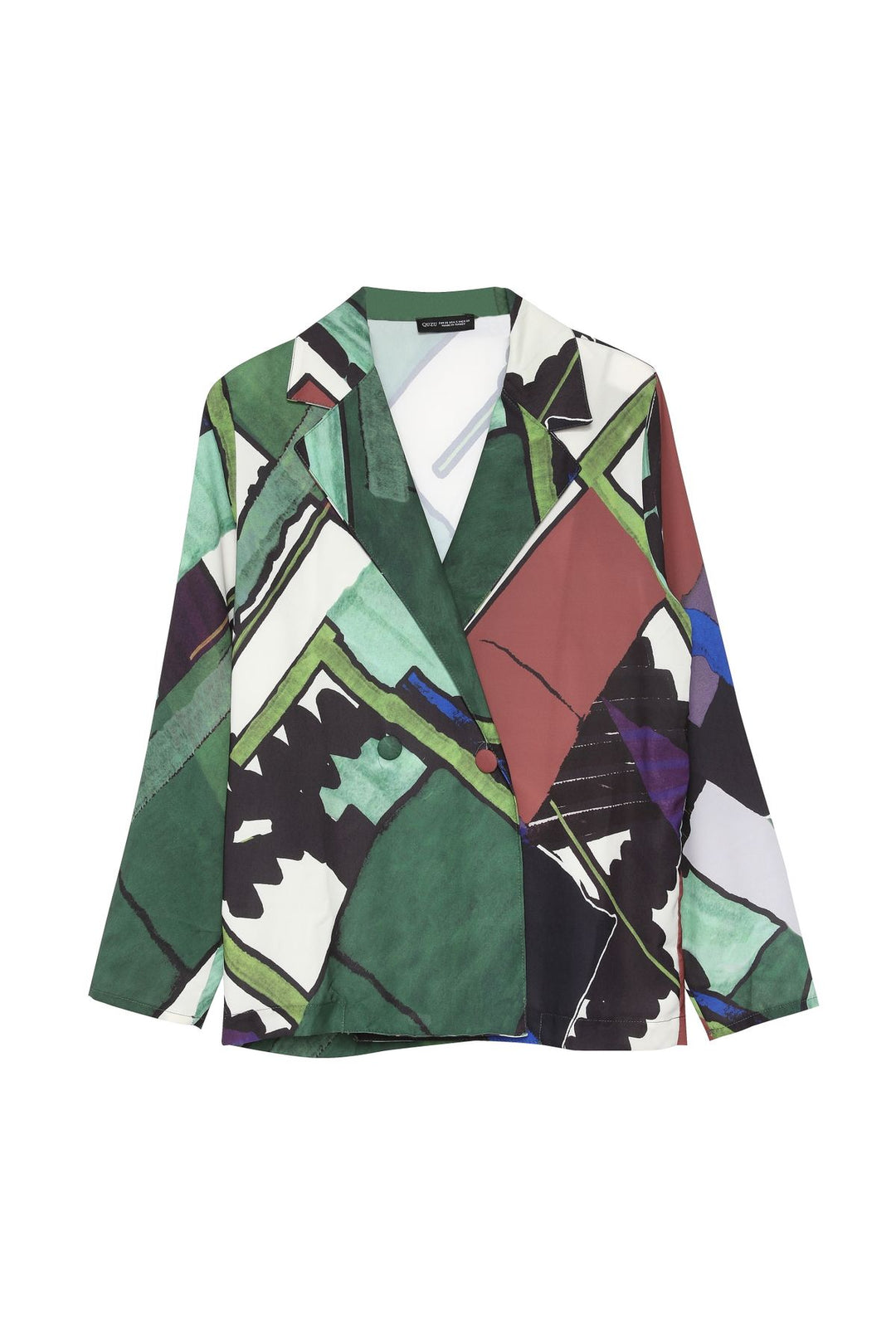 Double Breasted Collar Patterned Shirt Black