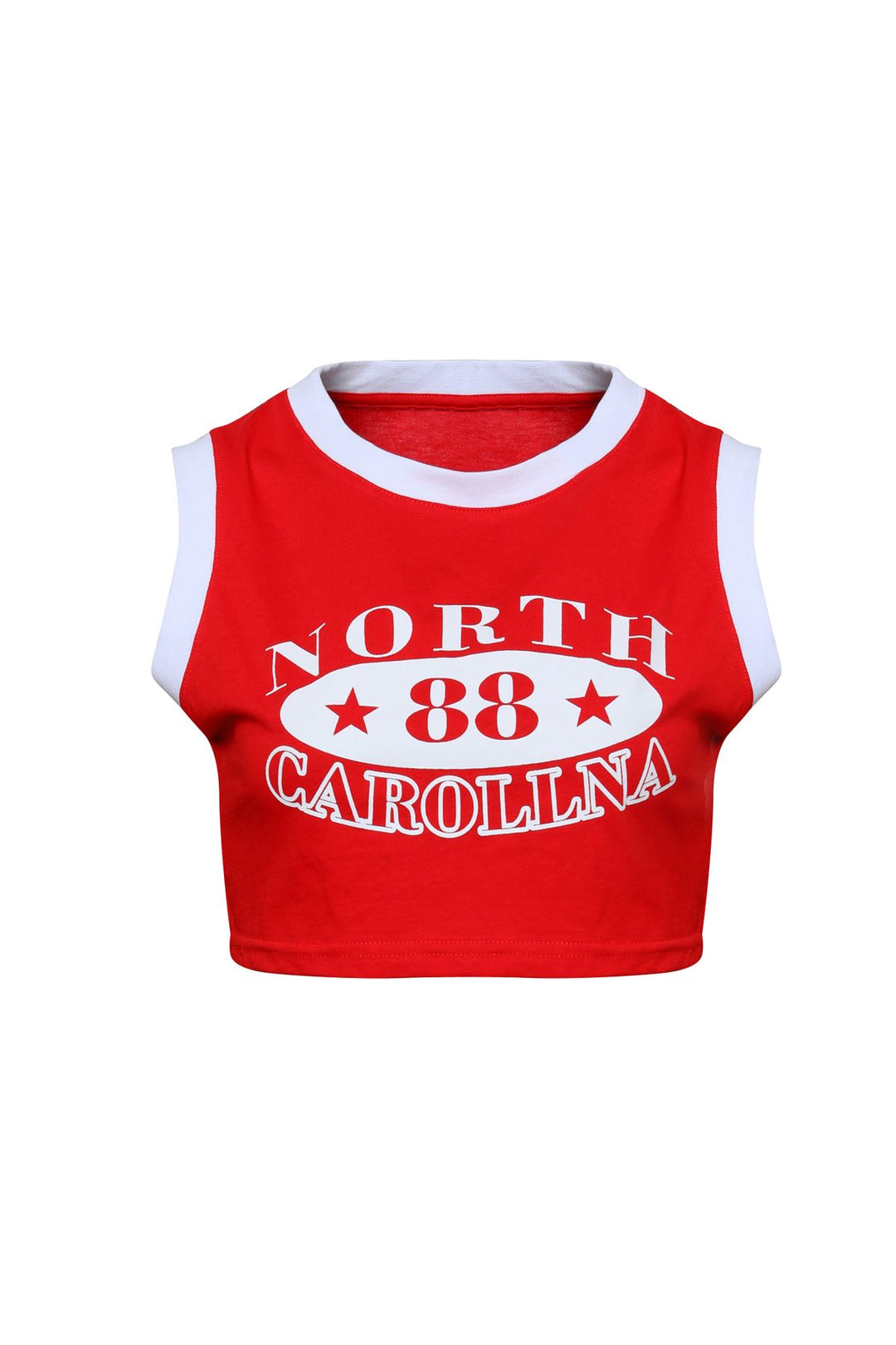 Kolsuz Baskılı Crop Tişört Kırmızı