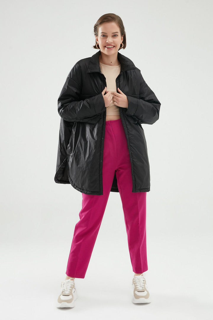 Oversize Uzun Ceket Siyah