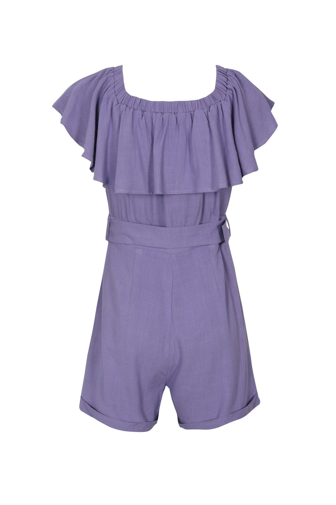 Flared Belted Mini Jumpsuit Lilac