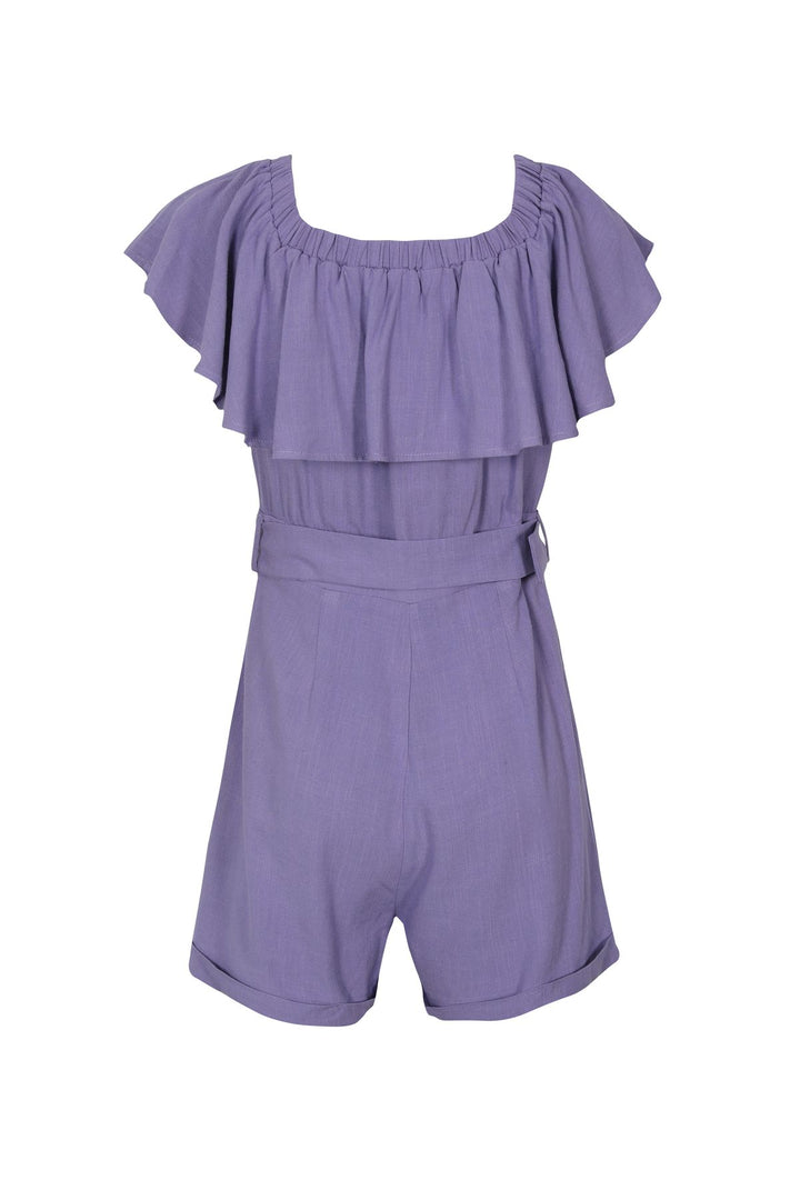 Flared Belted Mini Jumpsuit Lilac