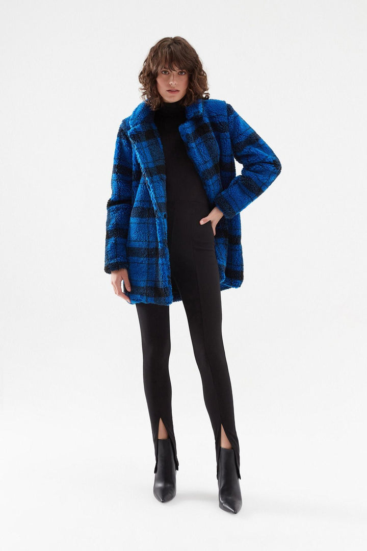 Plaid Plush Coat Sax