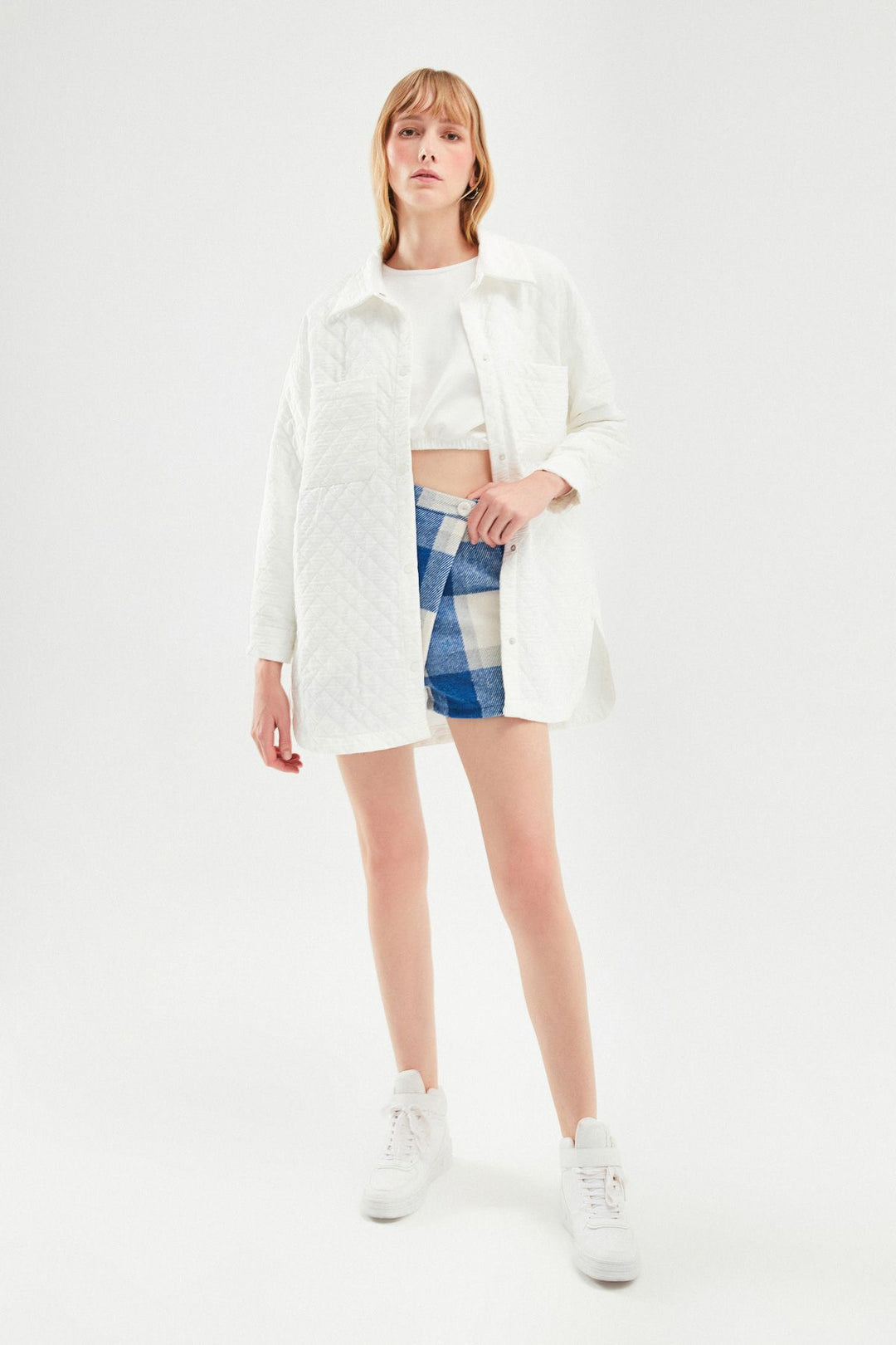 Oversize Quilted Jacket White
