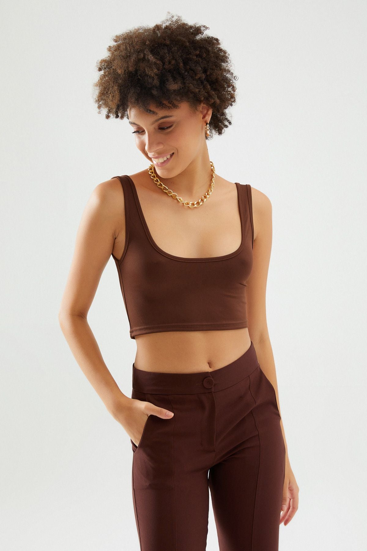 Thick Strap Bustier Dark Brown