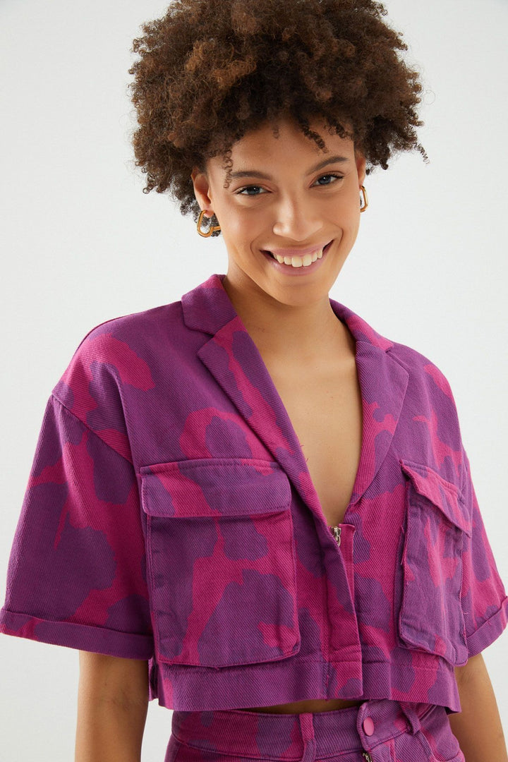 Patterned Gabardine Shirt Orchid