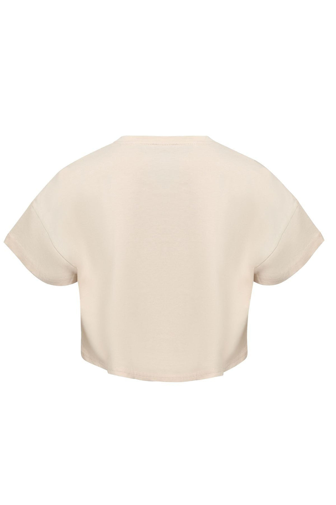 Baskılı Crop Tişört Bej