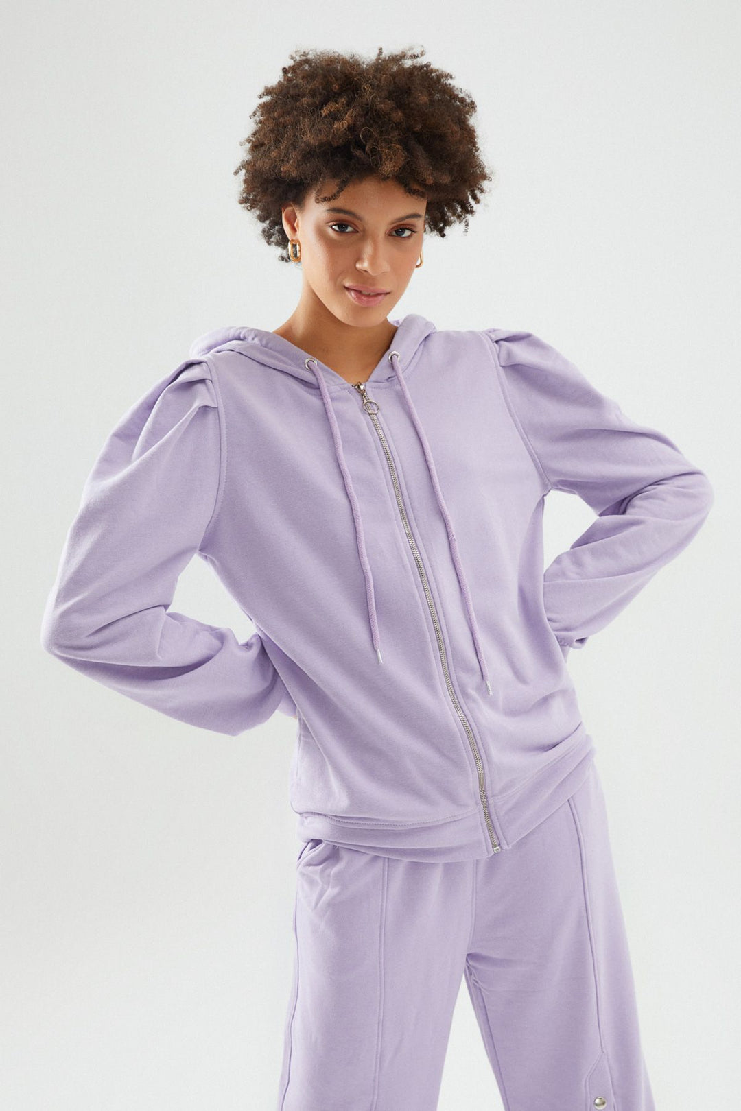 Hooded Zipper Jacket Lilac