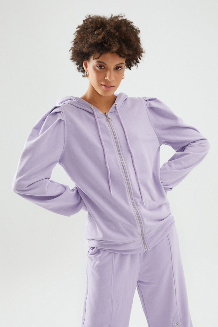 Hooded Zipper Jacket Lilac