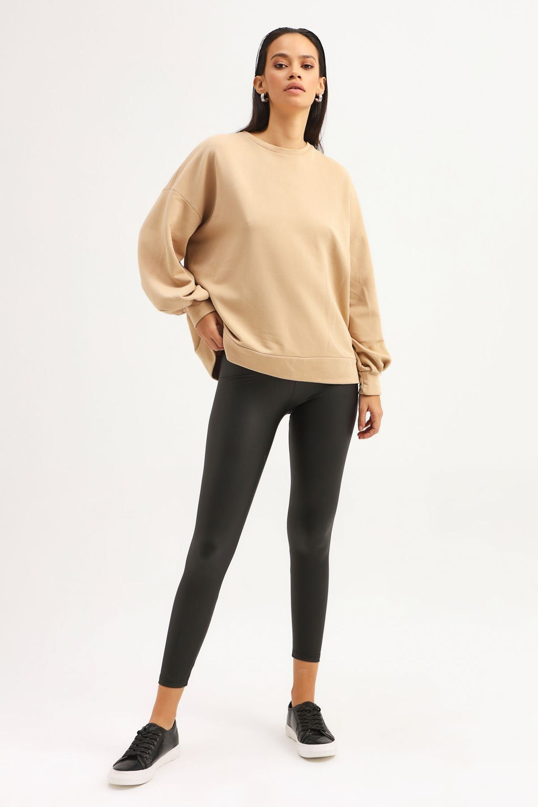 Low Back Oversize Sweatshirt Beige