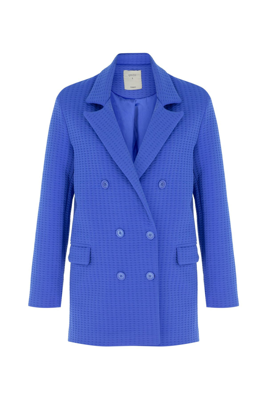 Dokulu Blazer Ceket Sax