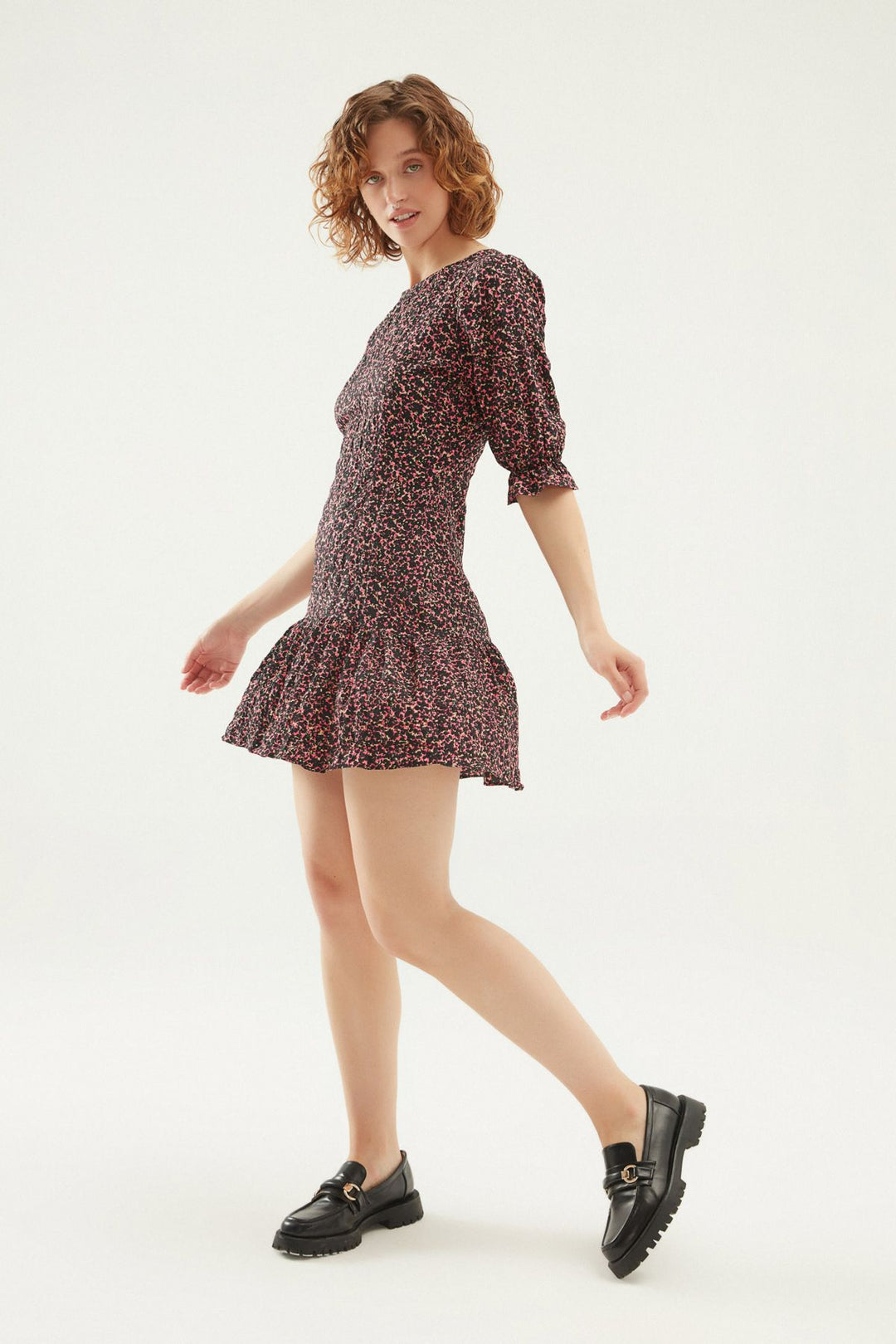 Floral Mini Dress Black