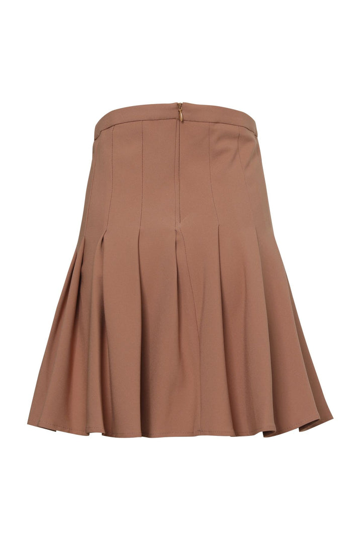 Pileli Mini Etek Camel