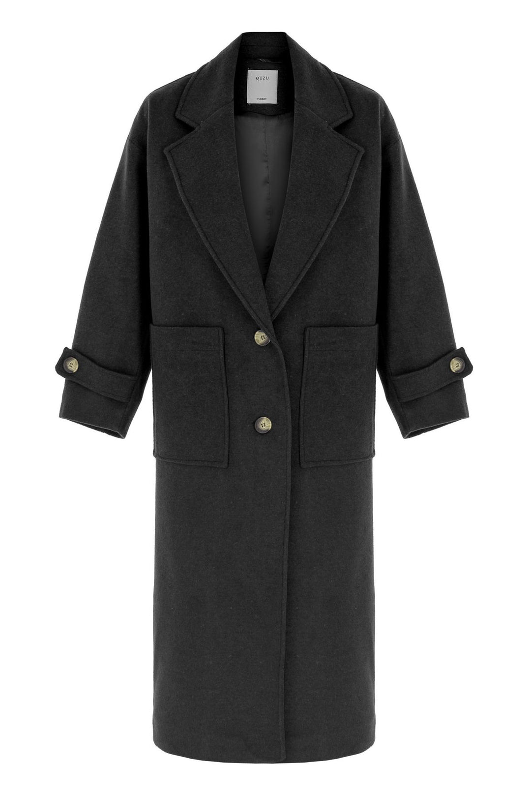 Pocket Long Oversize Coat Black