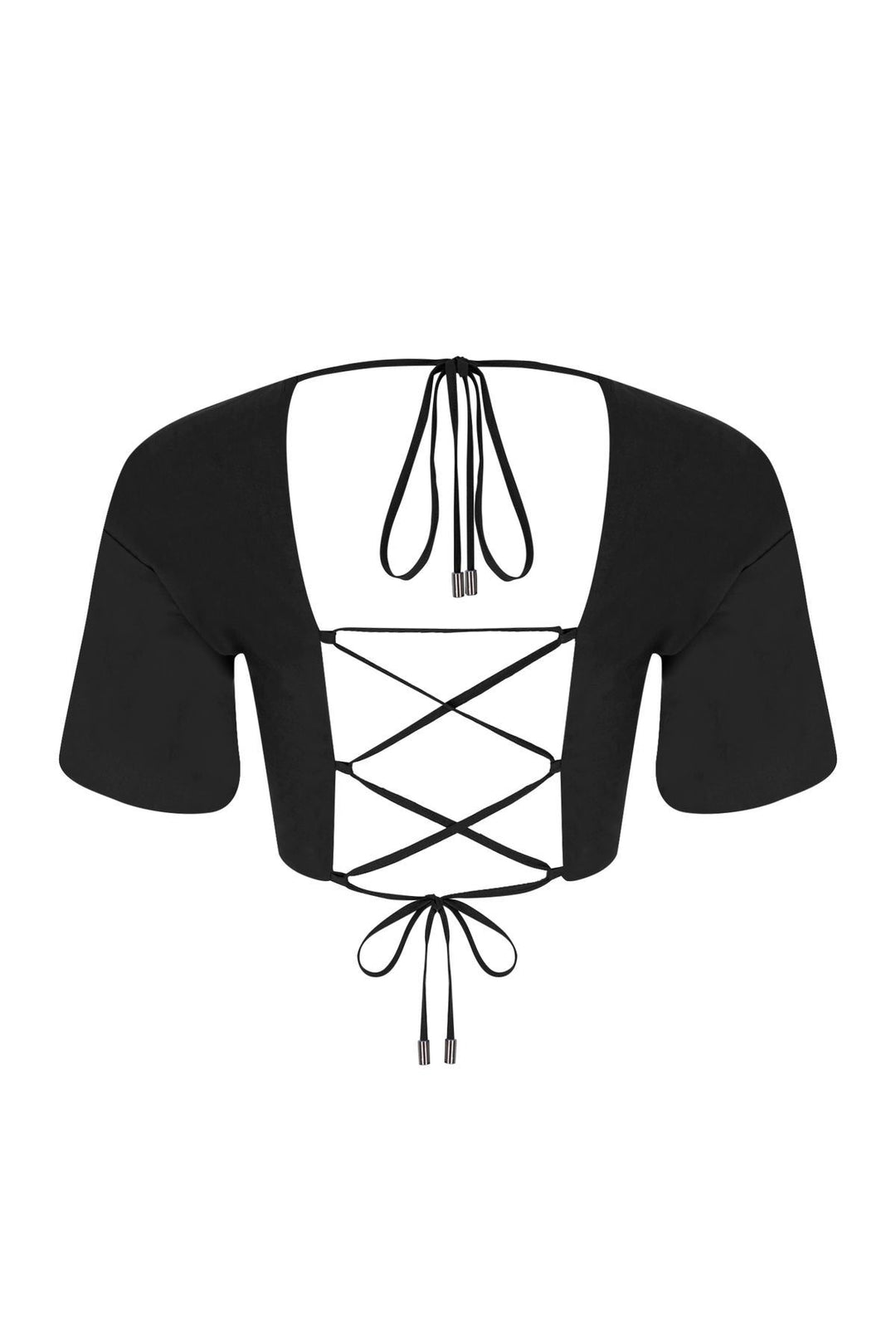 Balloon Sleeve Backless Blouse Black