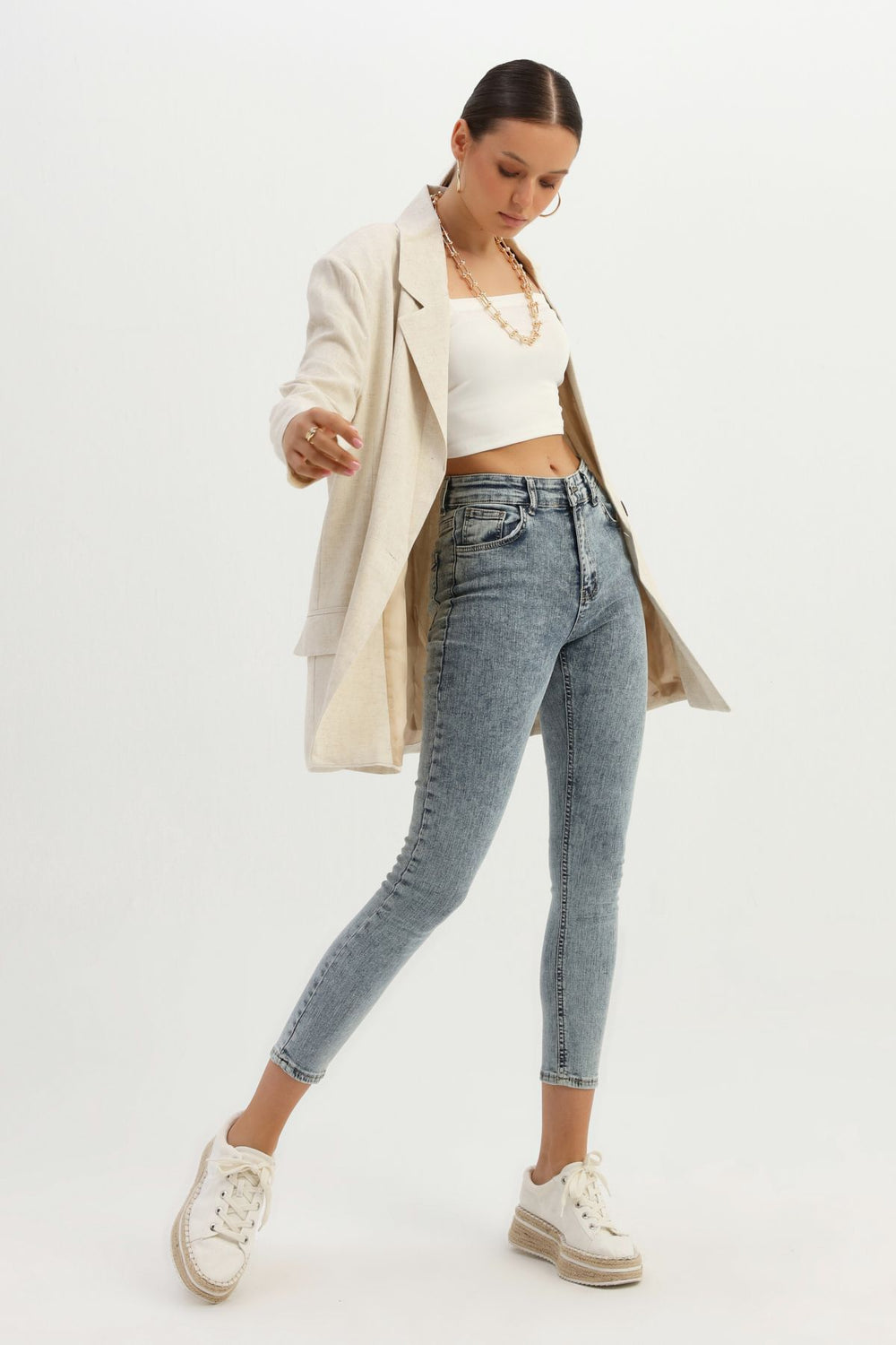 Linen Blazer Jacket Natural