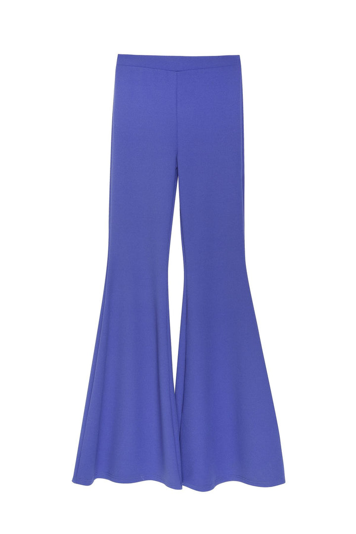 High Waist Flared Trousers Dark Blue