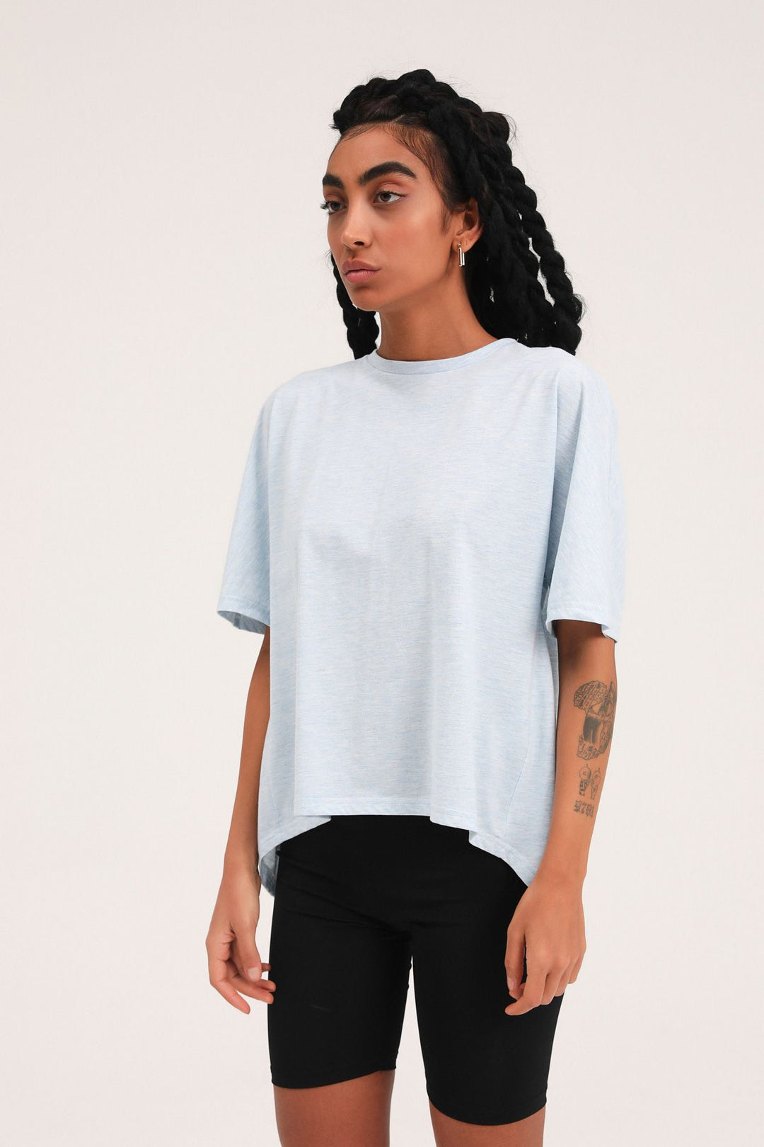 Sırt Dekolteli Tişört Bebe Mavi