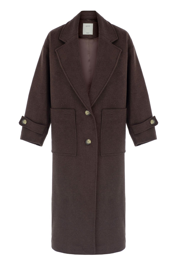 Cepli Uzun Oversize Kaban Kahverengi