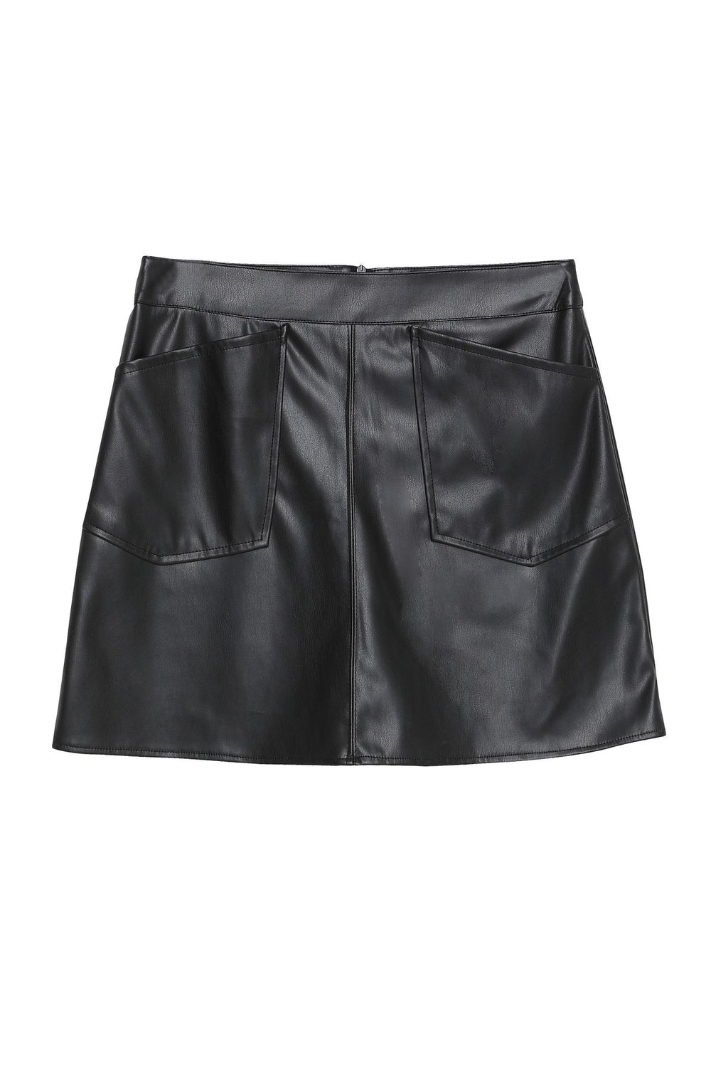 Pocket Detailed Mini Leather Skirt Black
