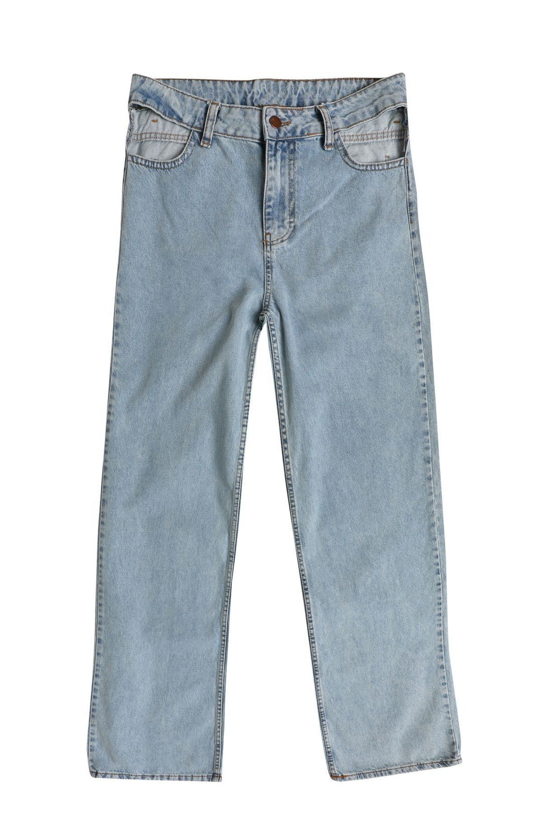 Decollete Detailed Wide Leg Jeans Ice Blue