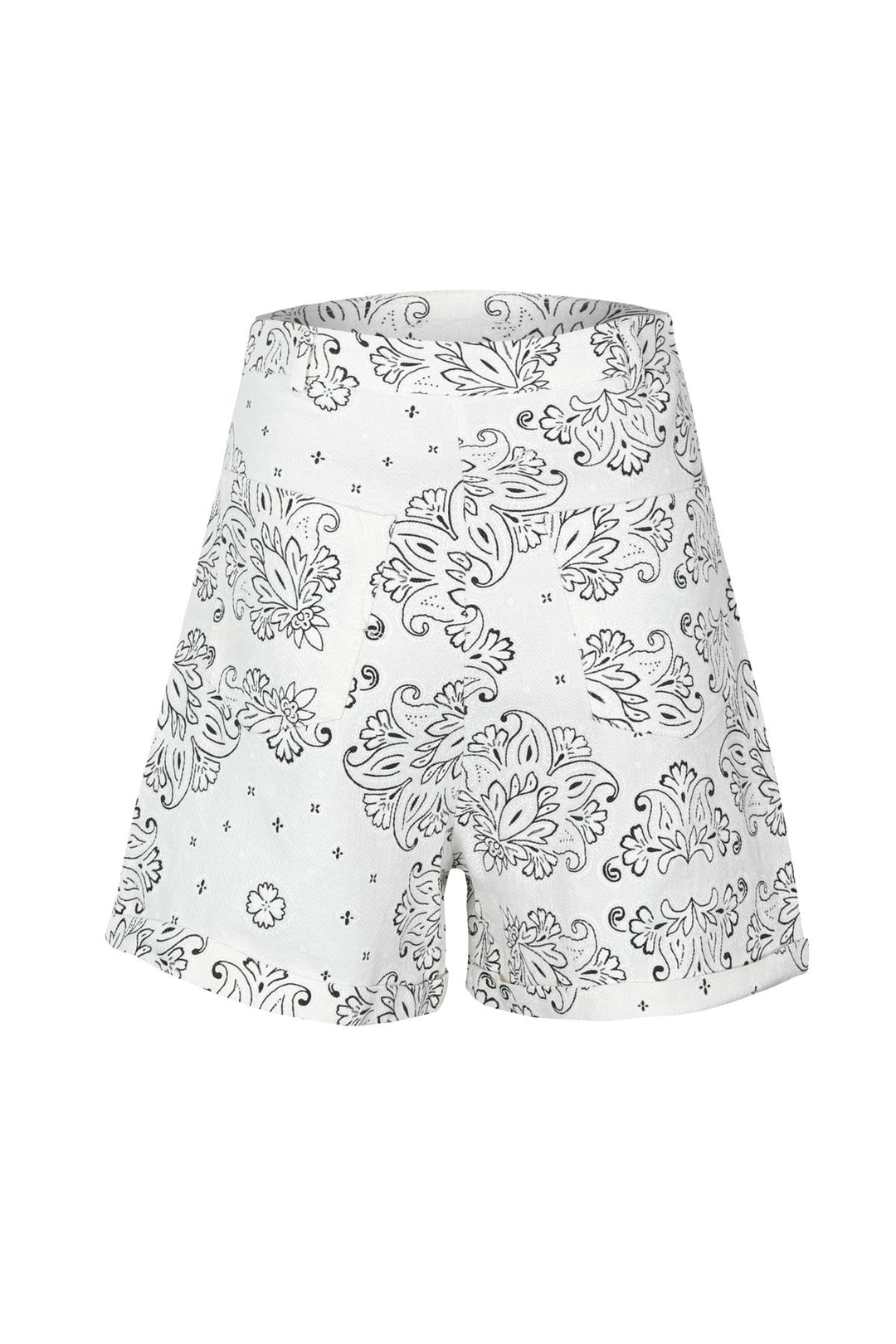 Desenli Şort Beyaz