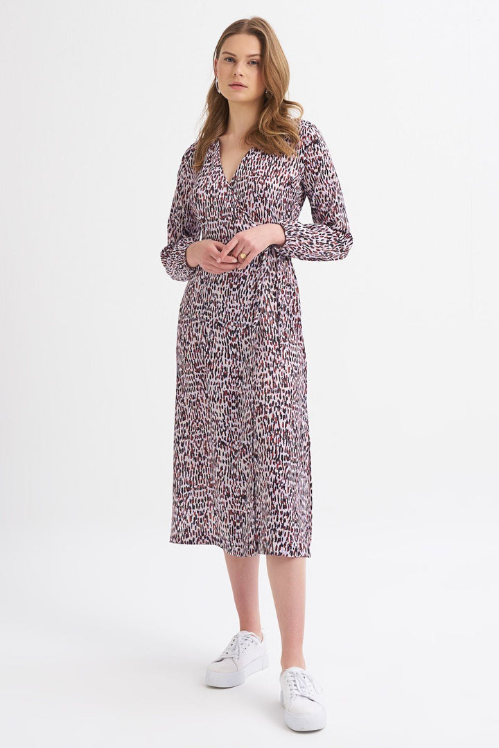 Patterned Slit Detailed Wrapped Dress Lilac