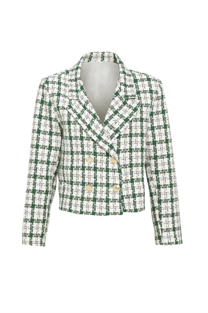 Striped Tweed Blazer Jacket Mint