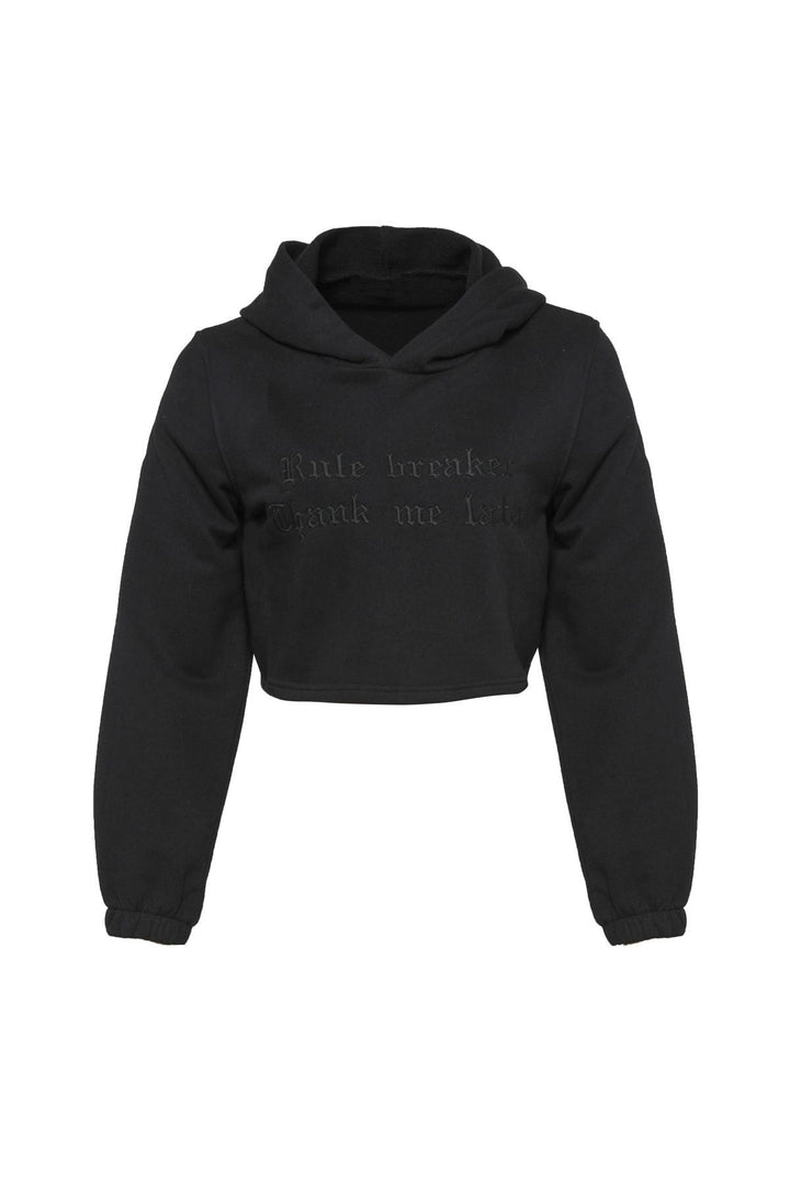 Low Back Crop Sweatshirt Black