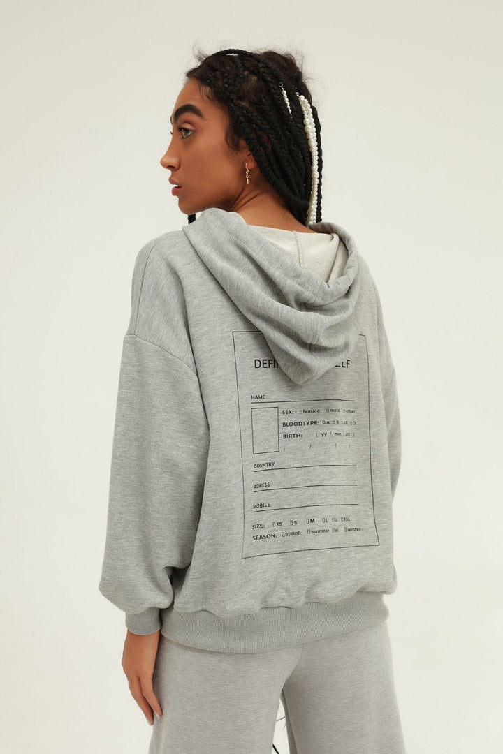 Printed Hoodie Sweatshirt Graymelange