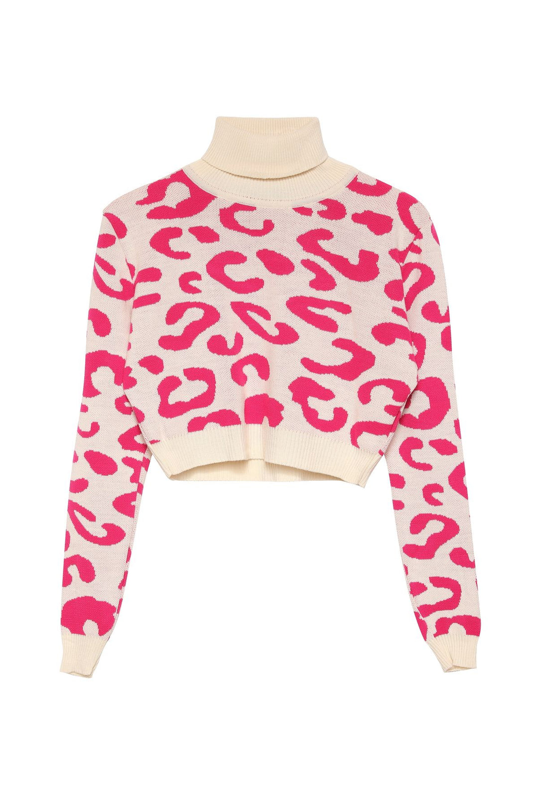 Patterned Crop Sweater Pink