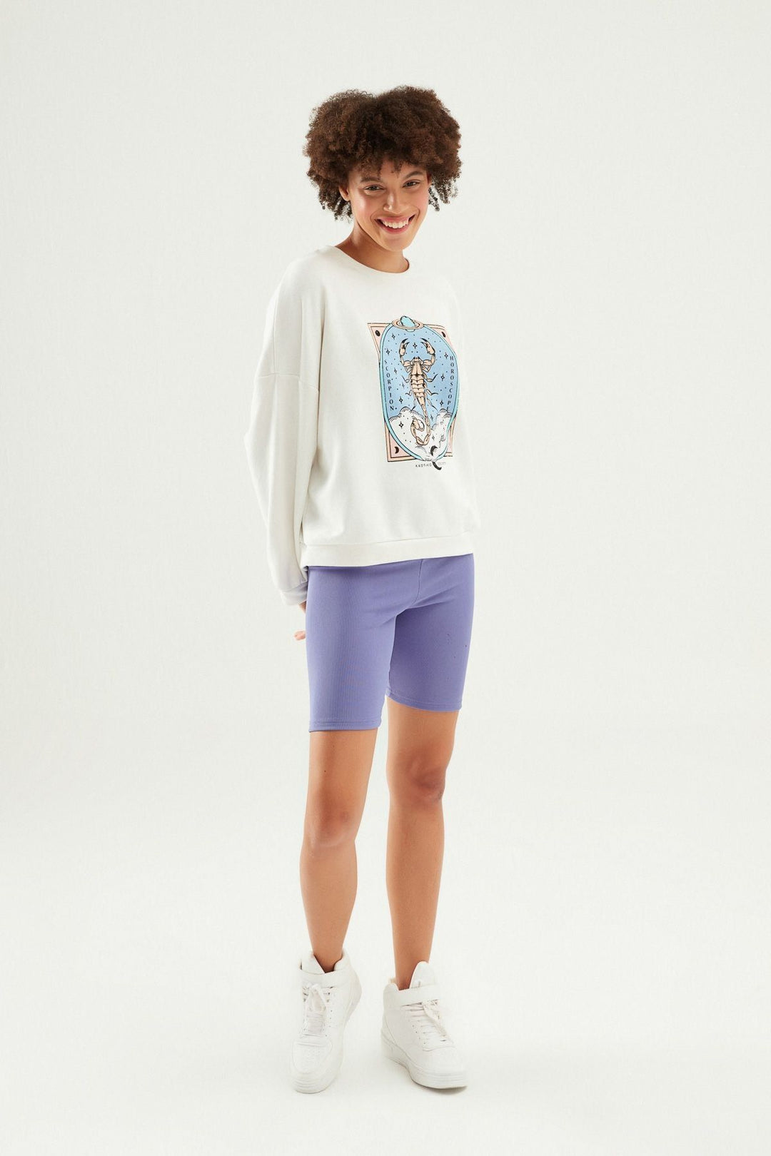 Letter Printed Oversize Sweatshirt White