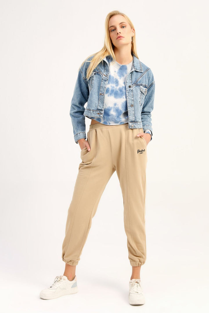 İki Cepli Crop Ceket Açık Mavi