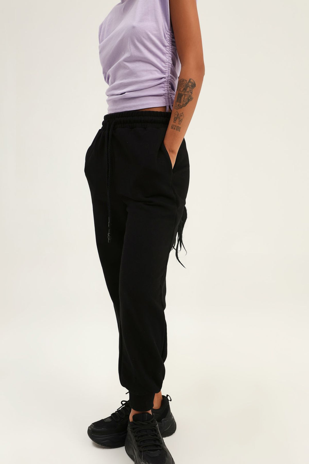 Jogger Elastic Waist Tracksuit Black