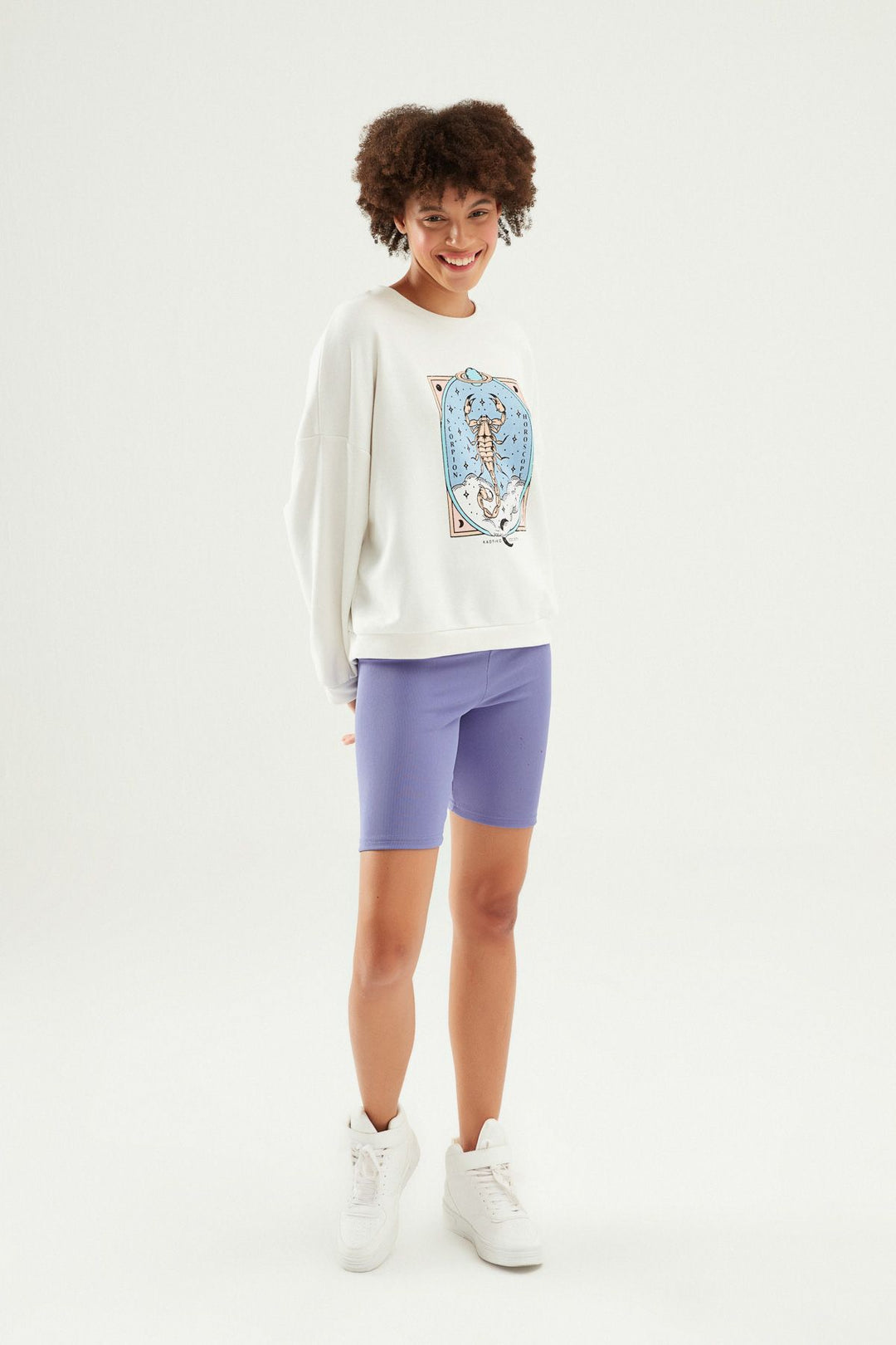 Letter Printed Oversize Sweatshirt White